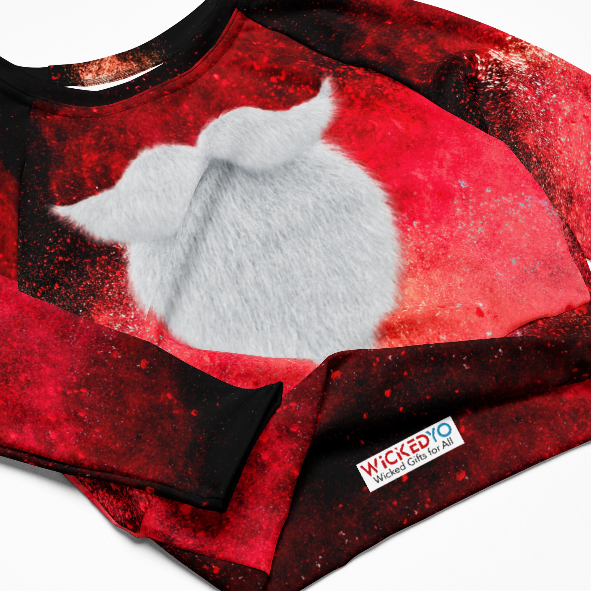 Christmas Party Cropped Top. Long Sleeved Christmas Colors Streetwear or Activewear. WickedYo.